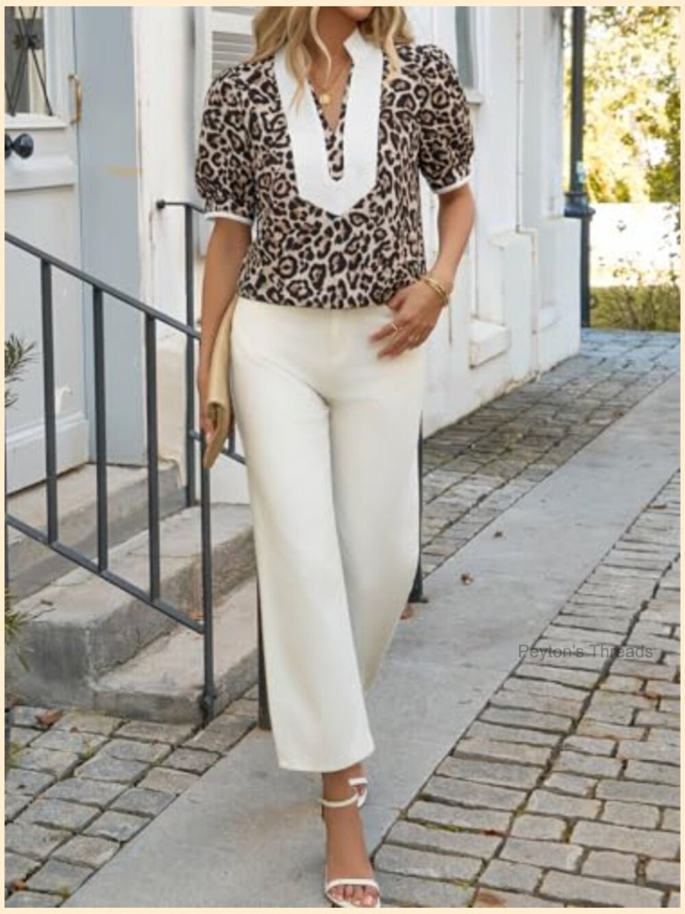 Floral Puff Sleeve V-Neck Blouse Boho Summer Casual Top - Picture 6 of 6